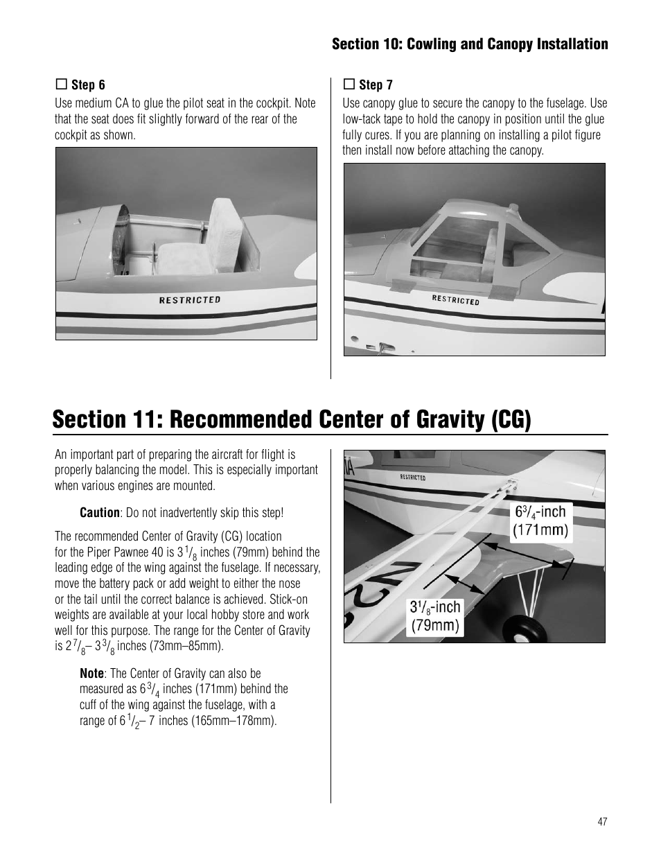 Hangar 9 Piper Pawnee 40 ARF User Manual | Page 47 / 52