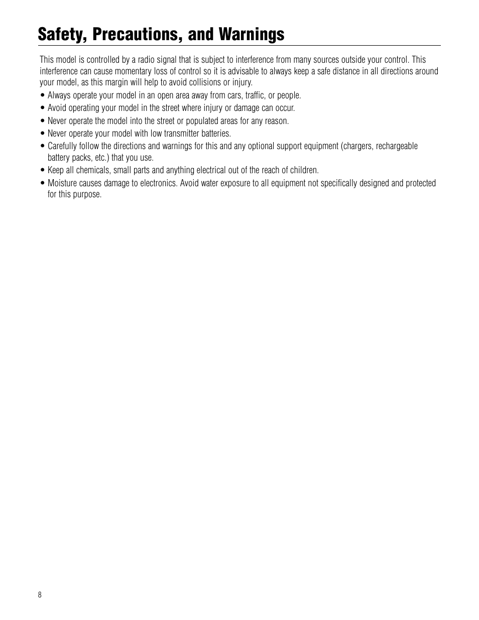 Safety, precautions, and warnings | Hangar 9 Piper Pawnee 40 ARF User Manual | Page 8 / 52
