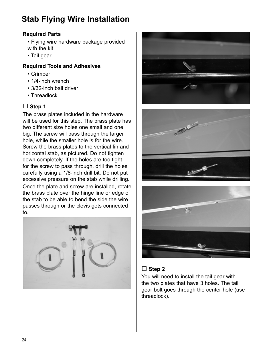 Stab flying wire installation | Hangar 9 Beast 100cc ARF User Manual | Page 24 / 70