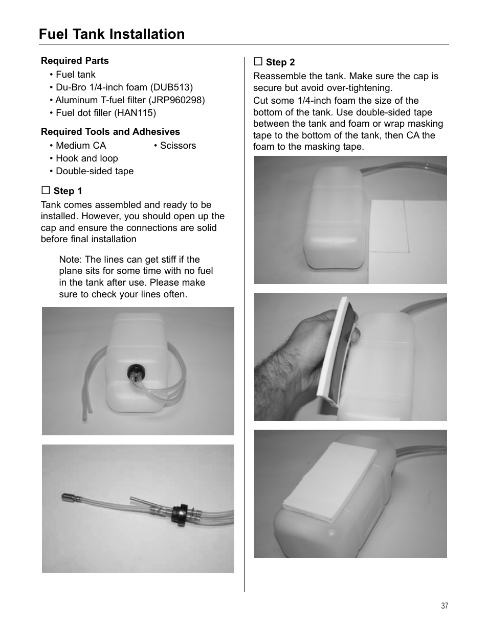 Fuel tank installation | Hangar 9 Beast 100cc ARF User Manual | Page 37 / 70