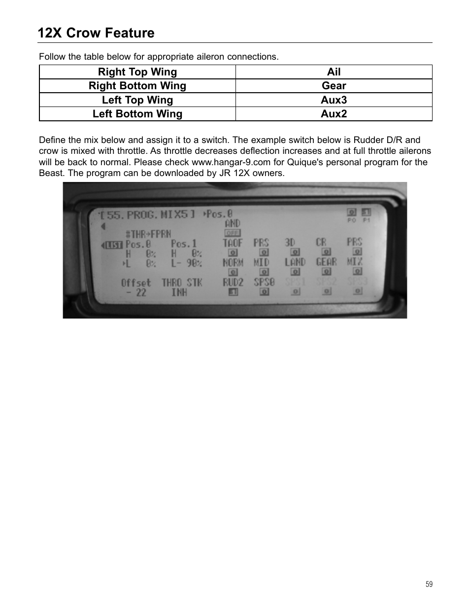 12x crow feature | Hangar 9 Beast 100cc ARF User Manual | Page 59 / 70