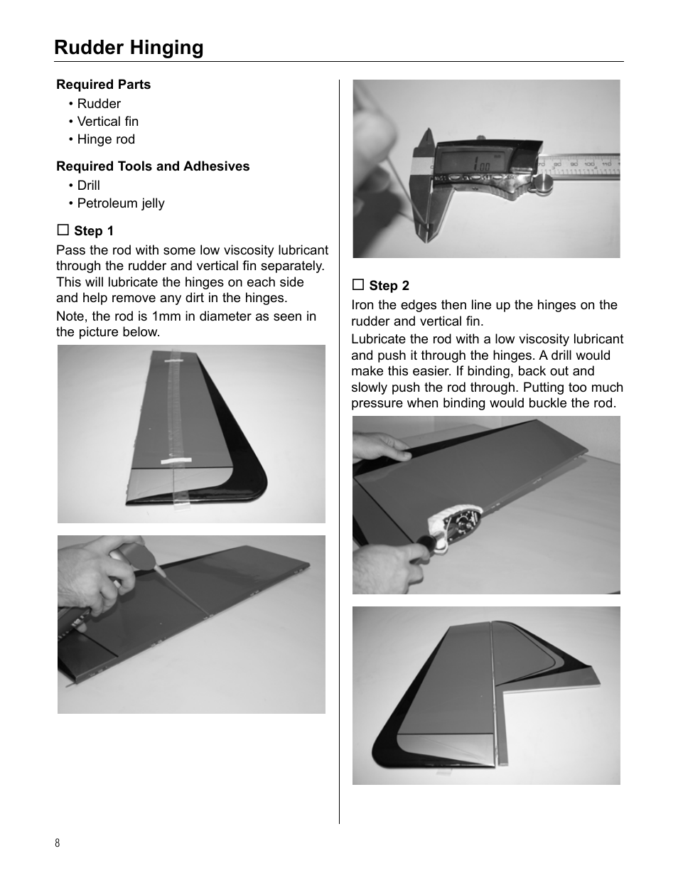 Rudder hinging | Hangar 9 Beast 100cc ARF User Manual | Page 8 / 70