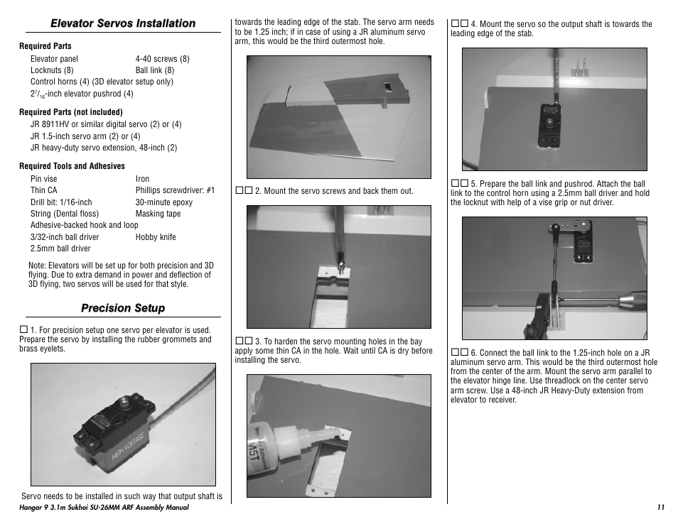 Hangar 9 3.1m Sukhoi SU-26MM ARF (3 Boxes) User Manual | Page 11 / 41