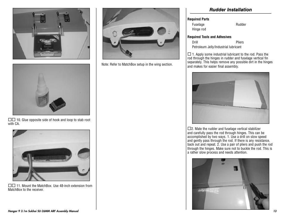 Hangar 9 3.1m Sukhoi SU-26MM ARF (3 Boxes) User Manual | Page 13 / 41