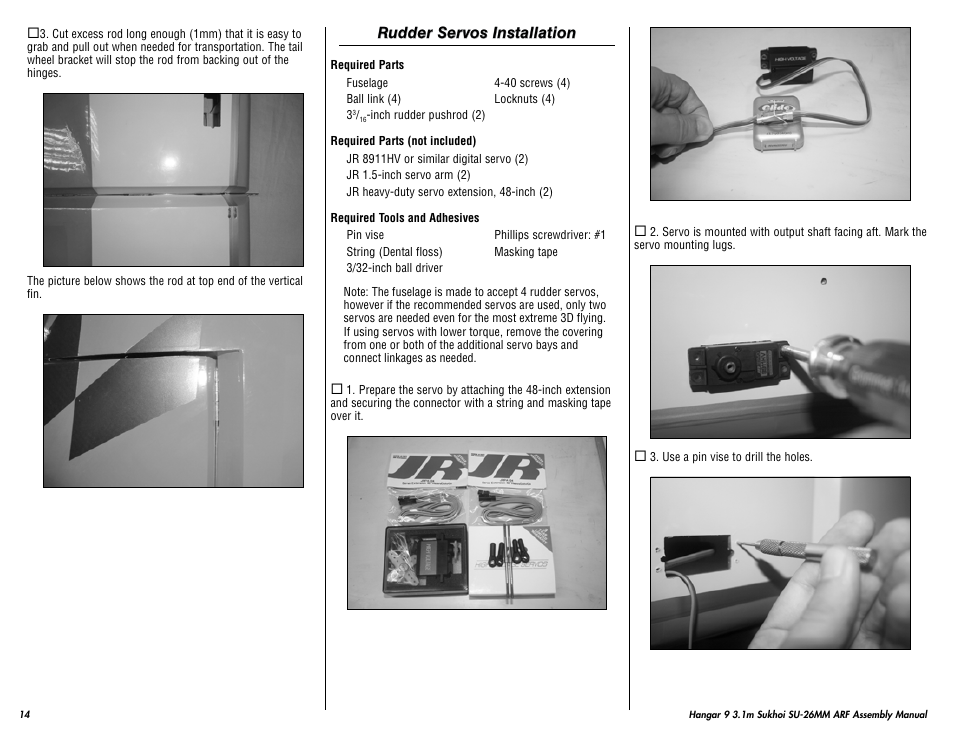 Hangar 9 3.1m Sukhoi SU-26MM ARF (3 Boxes) User Manual | Page 14 / 41