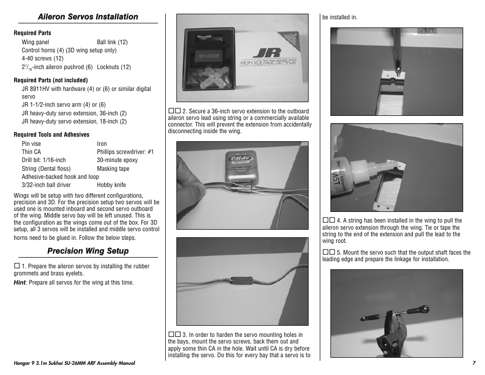 Hangar 9 3.1m Sukhoi SU-26MM ARF (3 Boxes) User Manual | Page 7 / 41