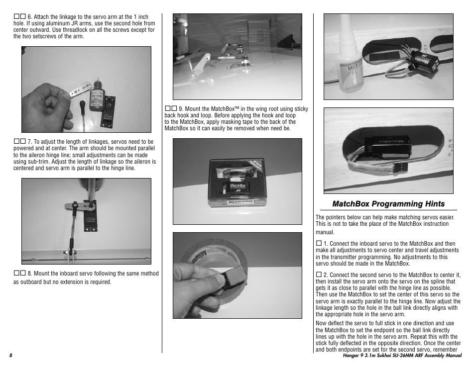 Hangar 9 3.1m Sukhoi SU-26MM ARF (3 Boxes) User Manual | Page 8 / 41