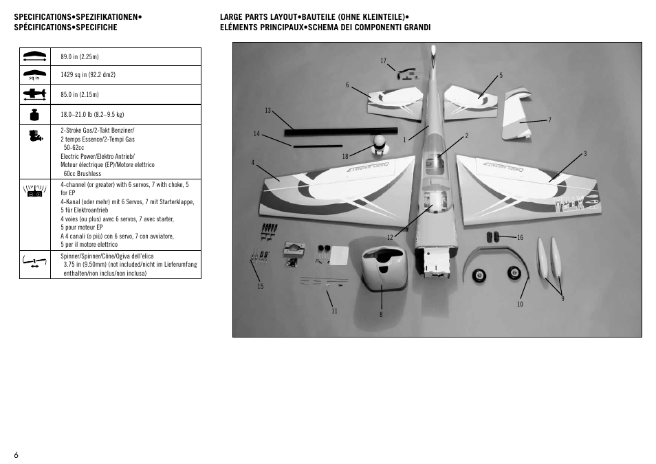 Hangar 9 Carden Edition 89" Extra 300 Mid-Wing ARF User Manual | Page 6 / 52