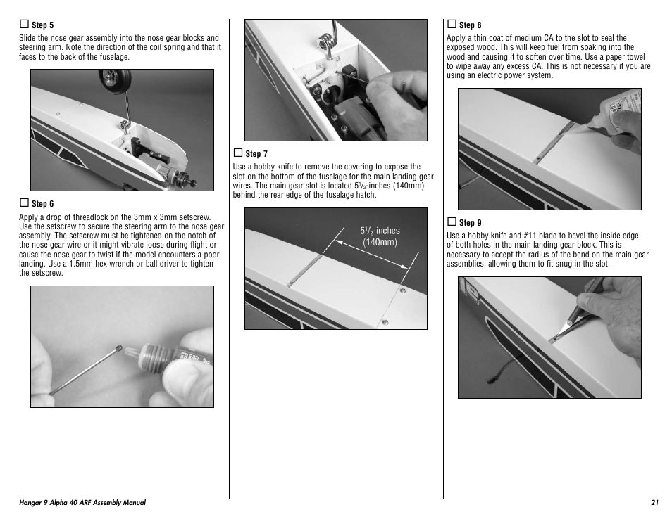 Hangar 9 Alpha 40 ARF Trainer User Manual | Page 21 / 54