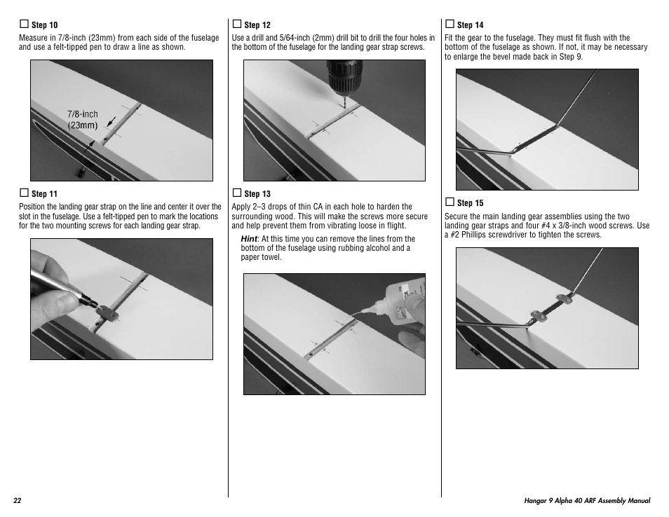 Hangar 9 Alpha 40 ARF Trainer User Manual | Page 22 / 54