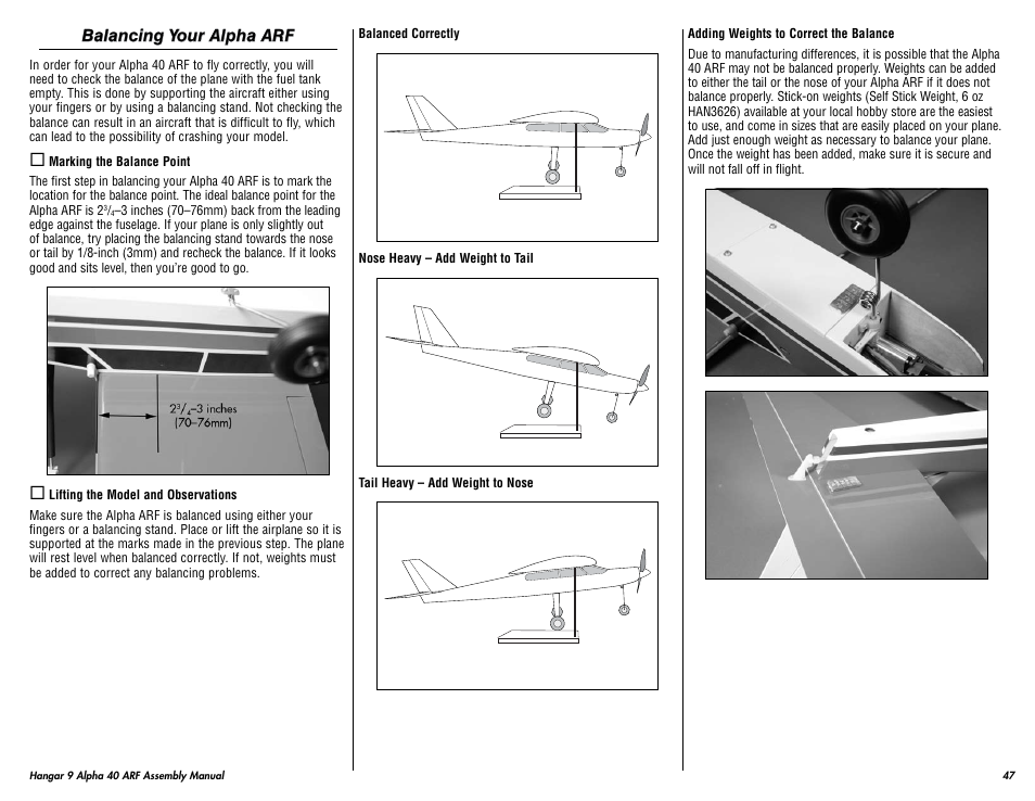 Hangar 9 Alpha 40 ARF Trainer User Manual | Page 47 / 54