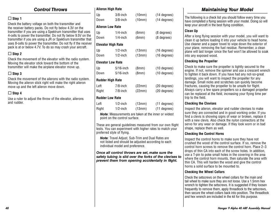 Hangar 9 Alpha 40 ARF Trainer User Manual | Page 48 / 54