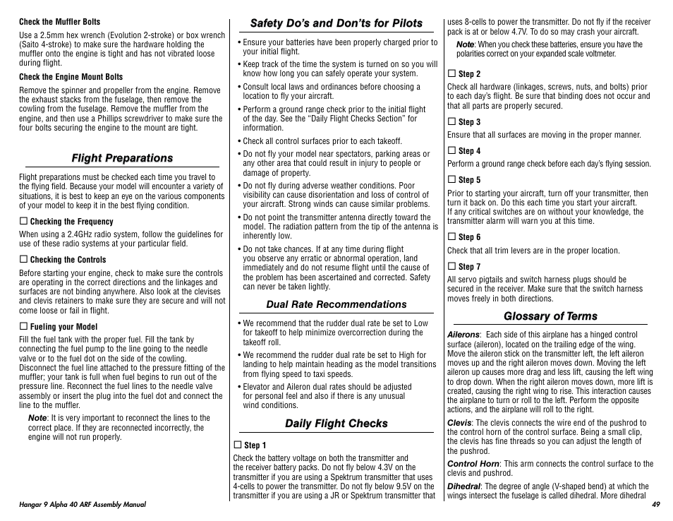 Hangar 9 Alpha 40 ARF Trainer User Manual | Page 49 / 54