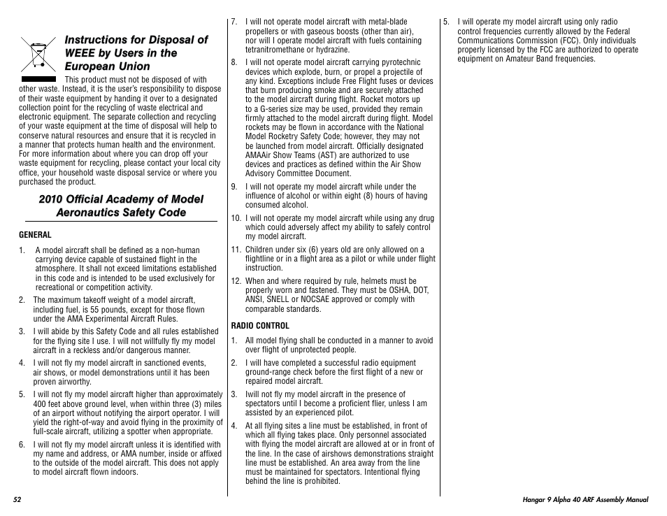 Hangar 9 Alpha 40 ARF Trainer User Manual | Page 52 / 54