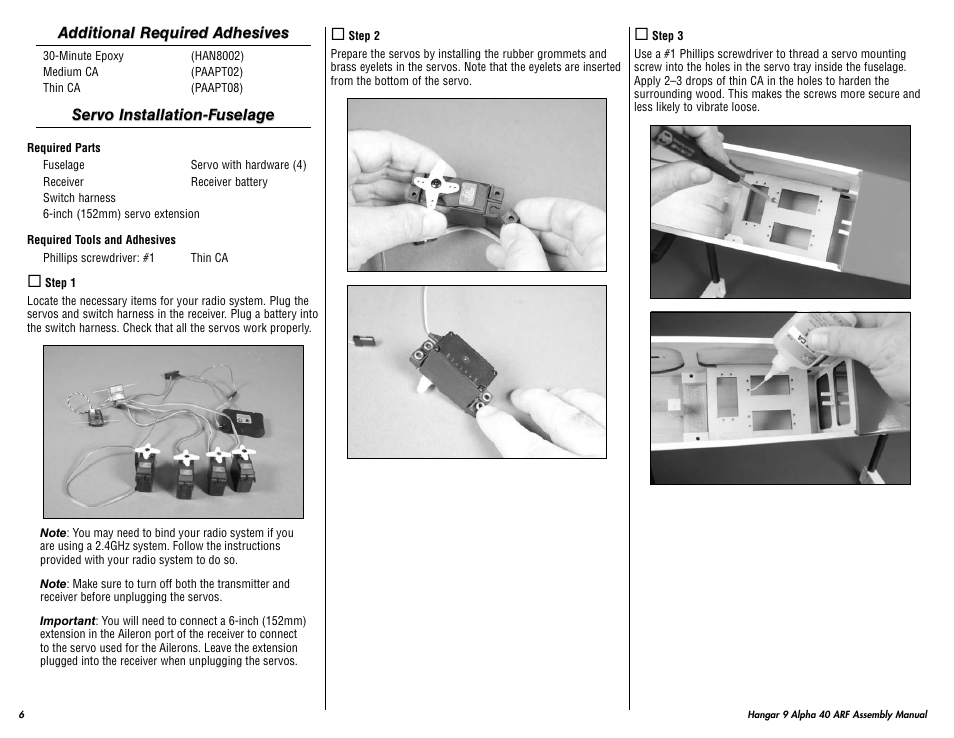 Hangar 9 Alpha 40 ARF Trainer User Manual | Page 6 / 54