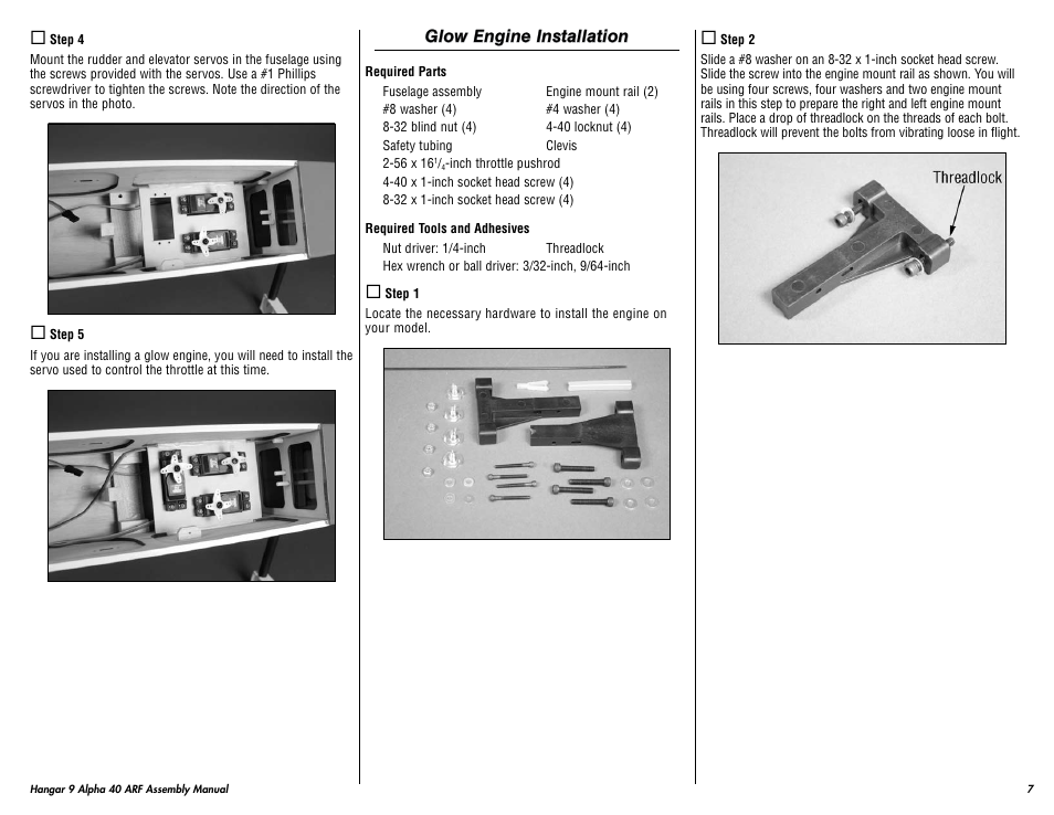 Hangar 9 Alpha 40 ARF Trainer User Manual | Page 7 / 54