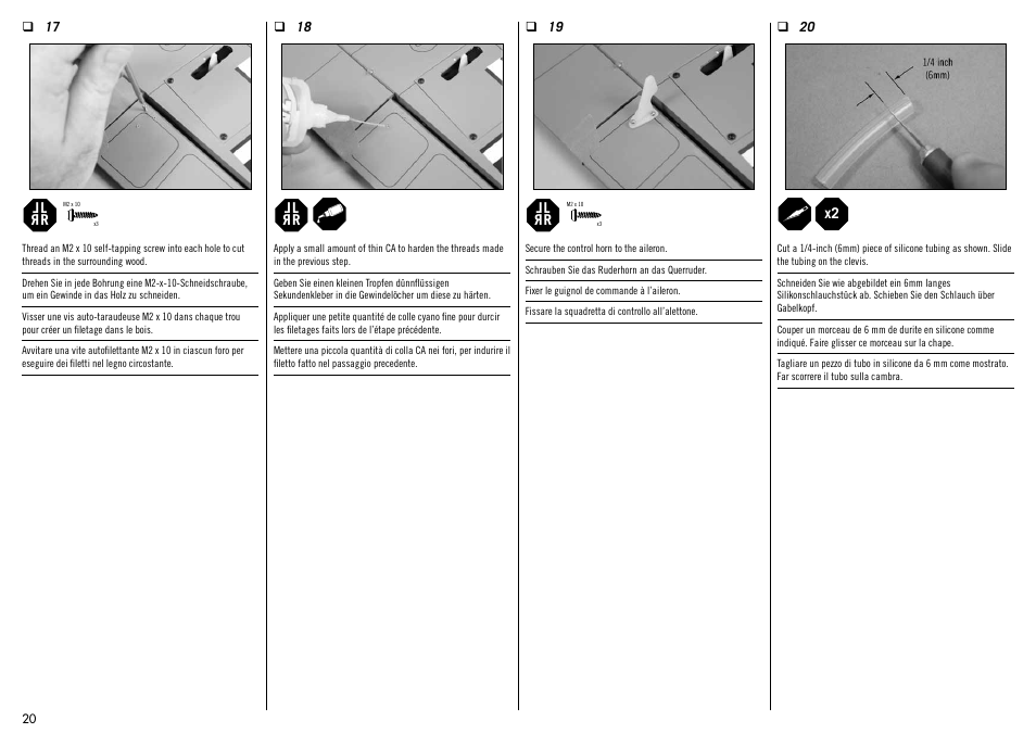 Hangar 9 Messerschmitt Bf 109F-2 60 ARF User Manual | Page 20 / 76