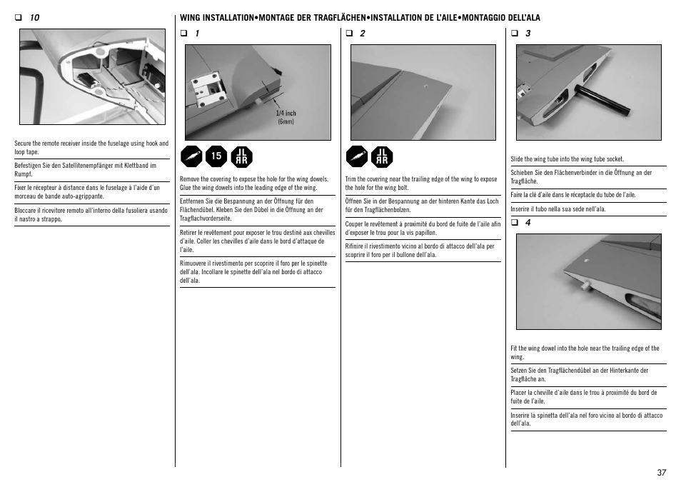 Hangar 9 Messerschmitt Bf 109F-2 60 ARF User Manual | Page 37 / 76