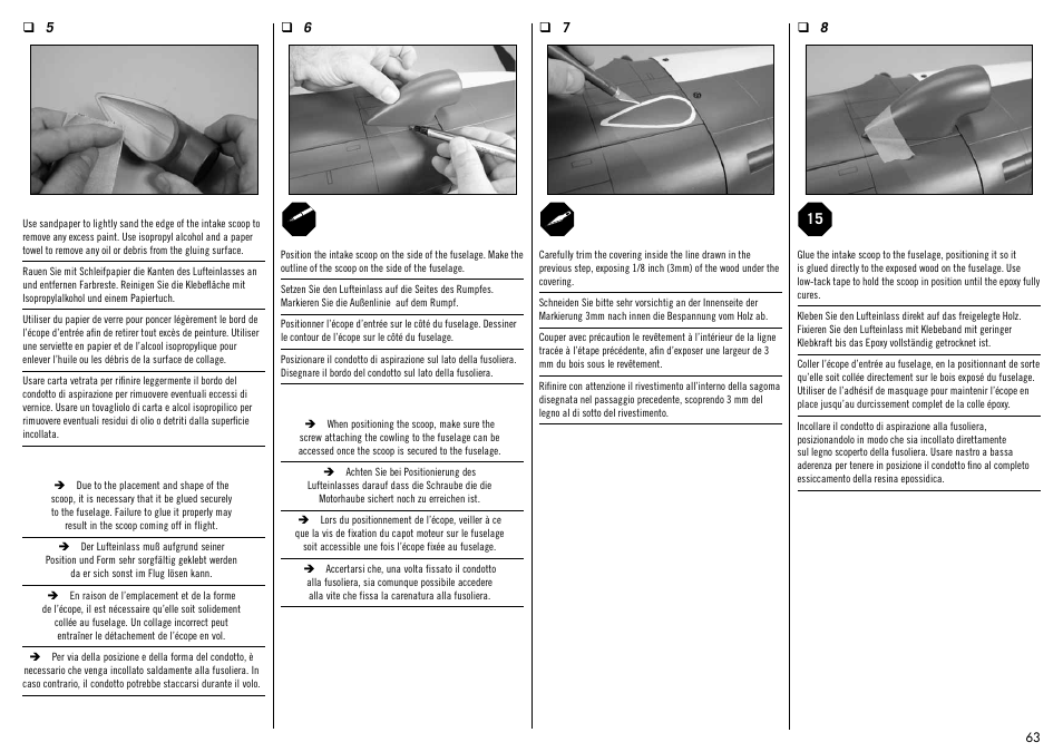 Hangar 9 Messerschmitt Bf 109F-2 60 ARF User Manual | Page 63 / 76