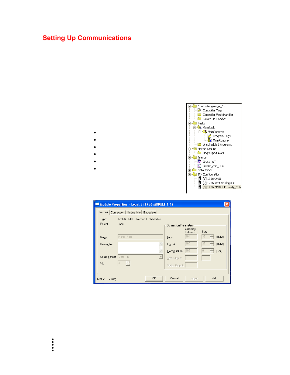 Setting up communications | Hardy HI 1756-FC User Manual | Page 17 / 56