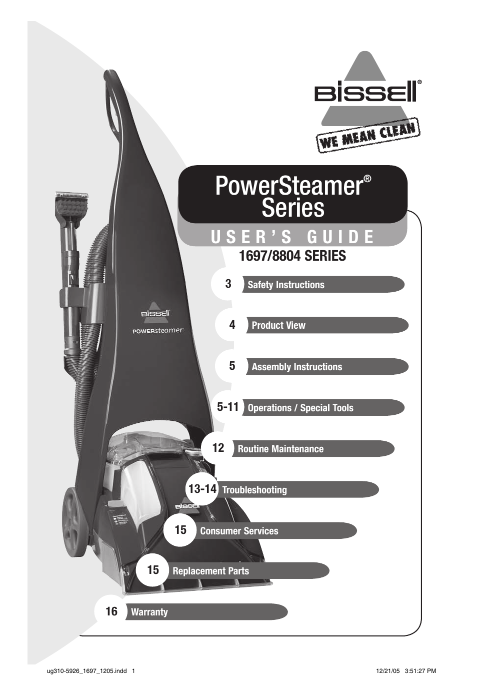 Bissell PowerSteamer 1697 series User Manual | 16 pages