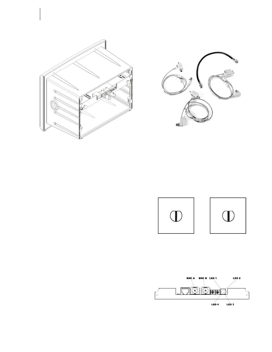 Fig. 49: controlnet option card installed, Removing the controlnet option card, Controlnet connection and setup | Hardware requirements, Software requirements, Fig. 50: controlnet cable assemblies, Fig. 52: rear panel controlnet connectors and leds, Hardware requirements: software requirements, Ontrolnet option card installed, Cable assemblies | Hardy HI 3010 Filler/Dispenser Controller User Manual | Page 33 / 131