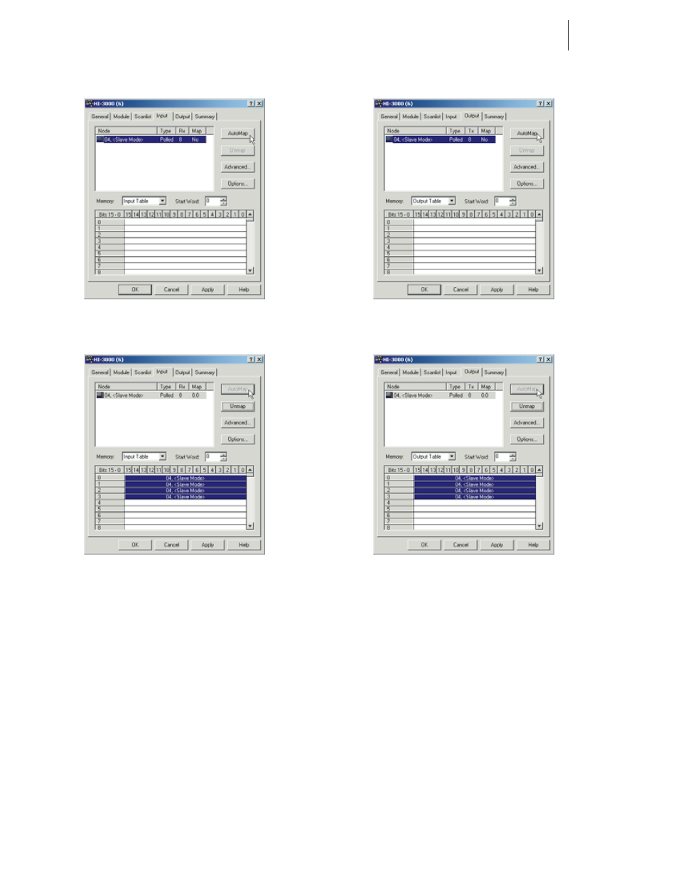 Omap, Age/inputs mapped, Age/outputs mapped | Hardy HI 3010 Filler/Dispenser Controller User Manual | Page 58 / 131