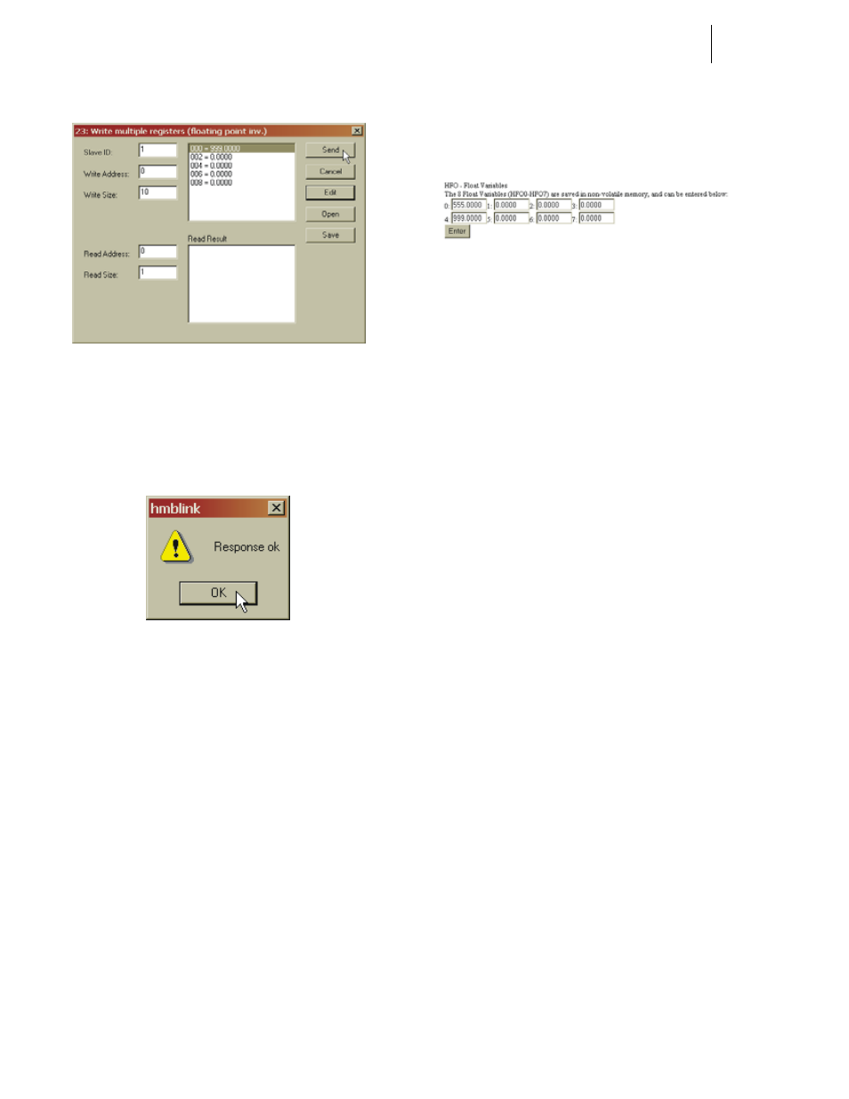Fig. 181: response ok pop up, Using modbus with excel, Opc network setup | Hardy HI 3010 Filler/Dispenser Controller User Manual | Page 74 / 131