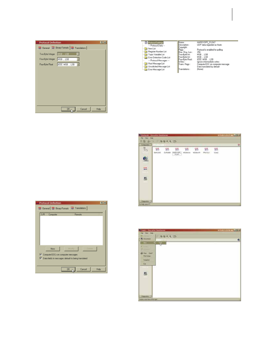 Fig. 195: protocols definition, Fig. 197: selecting topics icon | Hardy HI 3010 Filler/Dispenser Controller User Manual | Page 78 / 131
