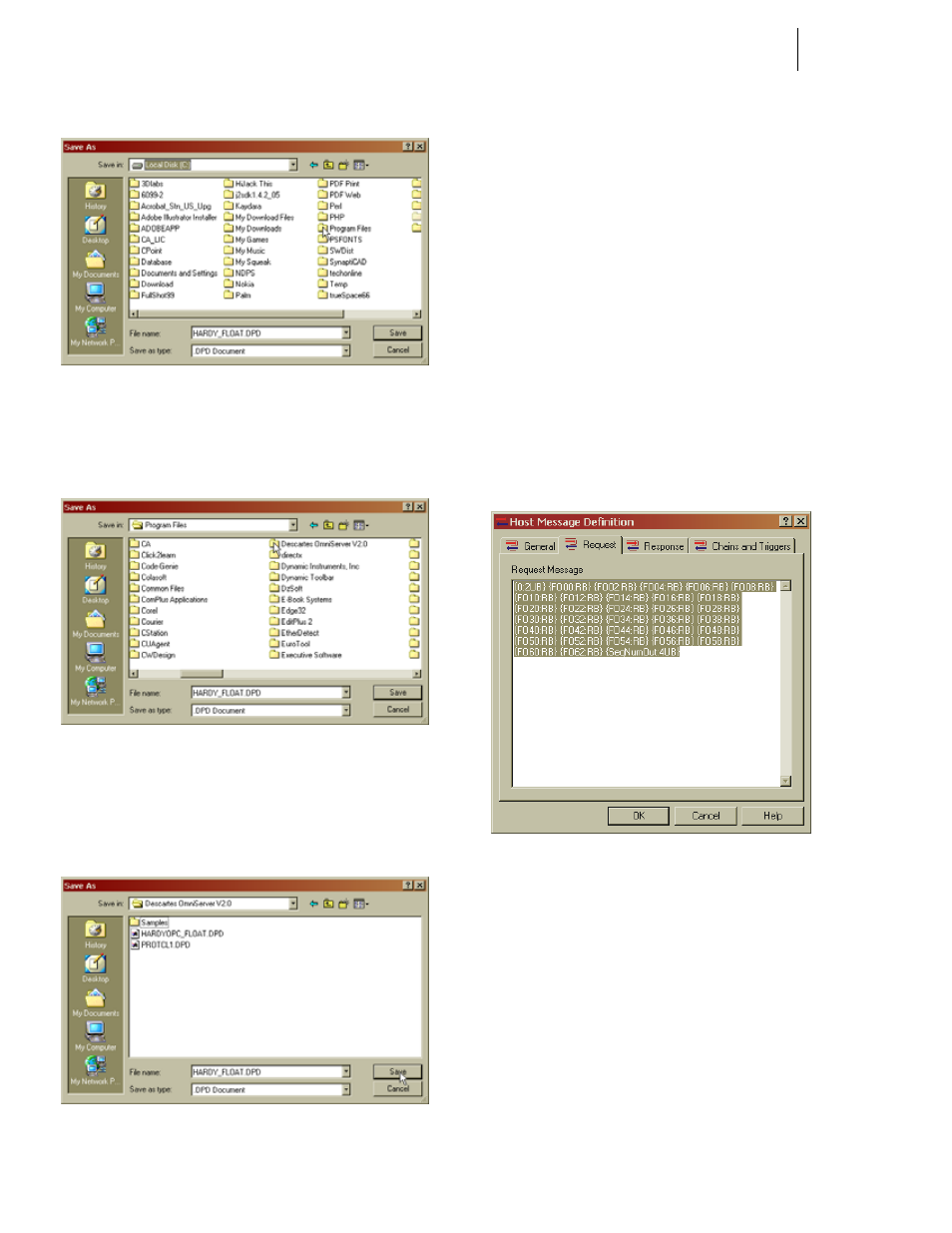 Fig. 221: omniserver folder saving dpd file, Fig. 222: host message | Hardy HI 3010 Filler/Dispenser Controller User Manual | Page 84 / 131
