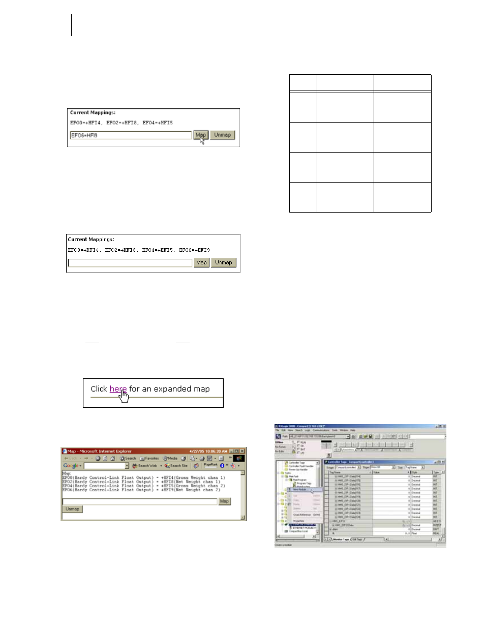 Fig. 289: selecting an expanded map, Fig. 290: expanded map dialog box, Configuring ethernet/ip using rslogix5000 | Fig. 291: i/o configuration/adding a new module | Hardy HI 3010 Filler/Dispenser Controller User Manual | Page 97 / 131