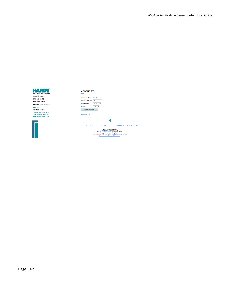 Modbus-rtu (over rs-485) | Hardy HI 6600 Series Modular Sensor System User Manual | Page 62 / 127
