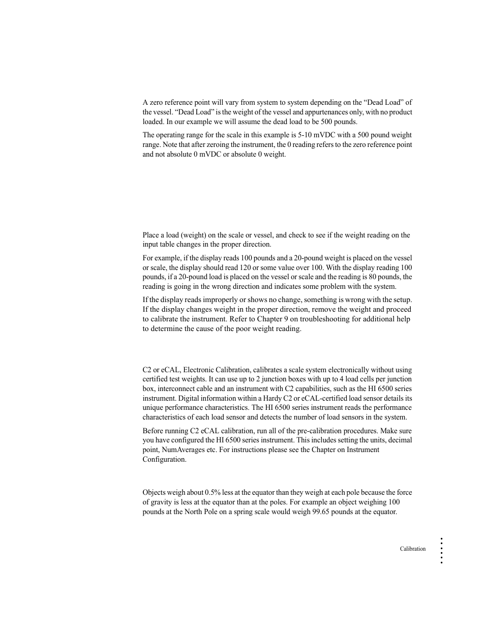 Load check, C2 & ecal electronic calibration, Gravitation correction | Hardy HI 6500 Series User Manual | Page 121 / 184
