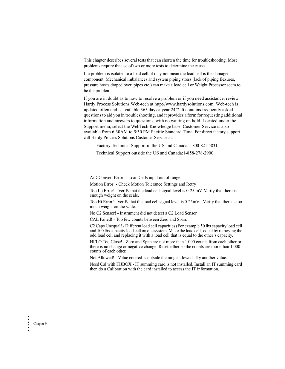 Error messages | Hardy HI 6500 Series User Manual | Page 150 / 184