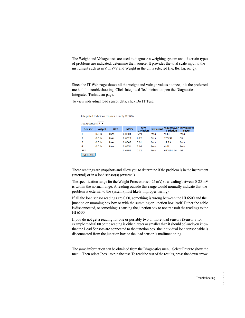 Weight and voltage tests | Hardy HI 6500 Series User Manual | Page 177 / 184