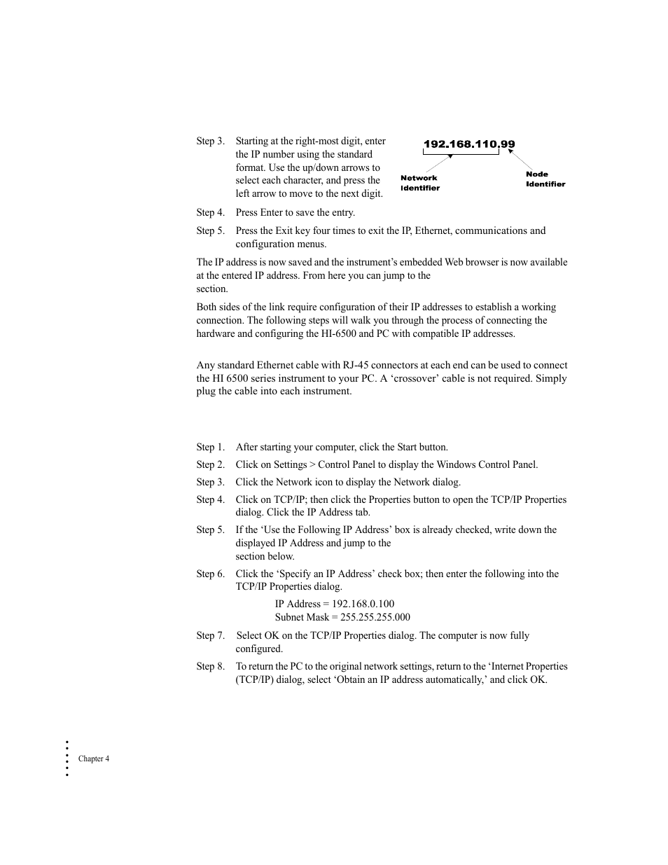 Direct connect hardware, Windows pc configuration, Windows 2000 | Hardy HI 6500 Series User Manual | Page 38 / 184