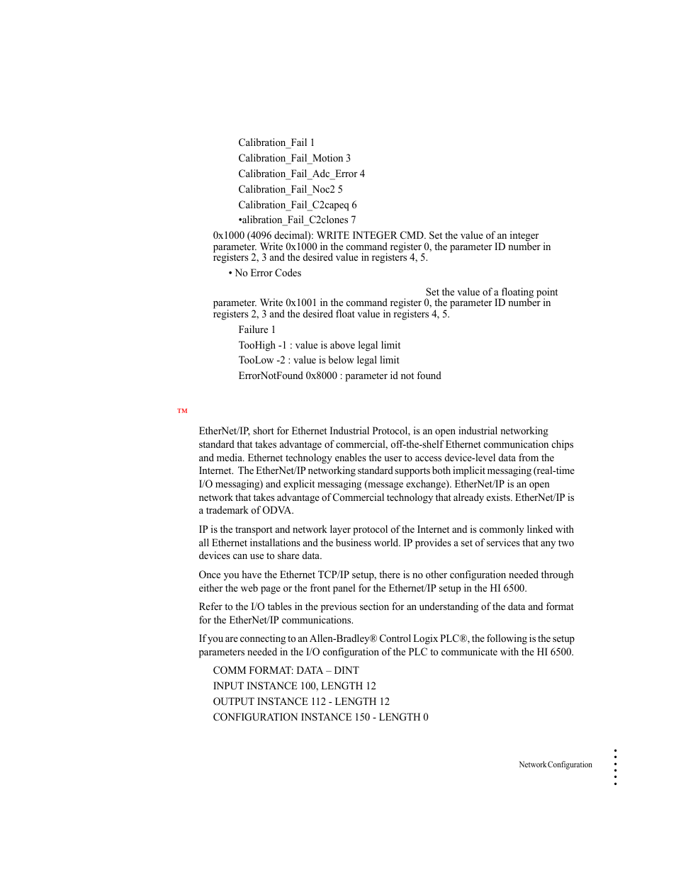 Ethernet/ip | Hardy HI 6500 Series User Manual | Page 45 / 184