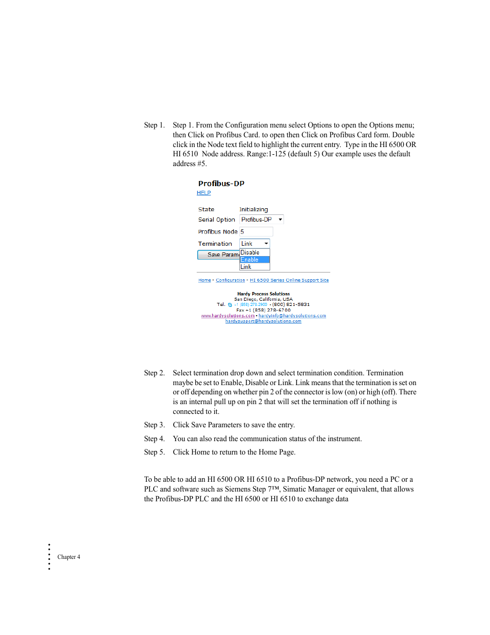 Configuring profibus from the web interface, Initialization process | Hardy HI 6500 Series User Manual | Page 56 / 184
