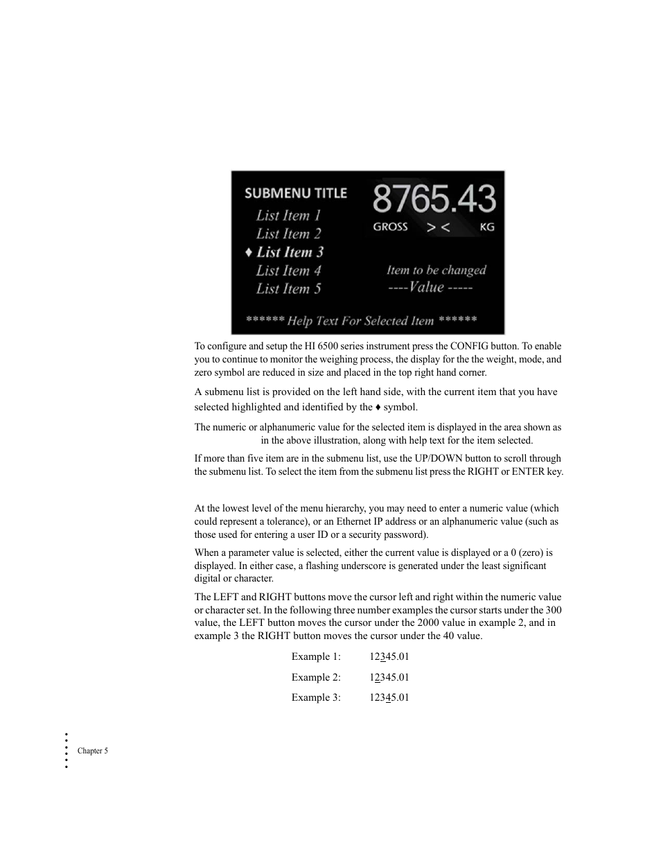 Entering numeric and alphanumeric values | Hardy HI 6500 Series User Manual | Page 70 / 184