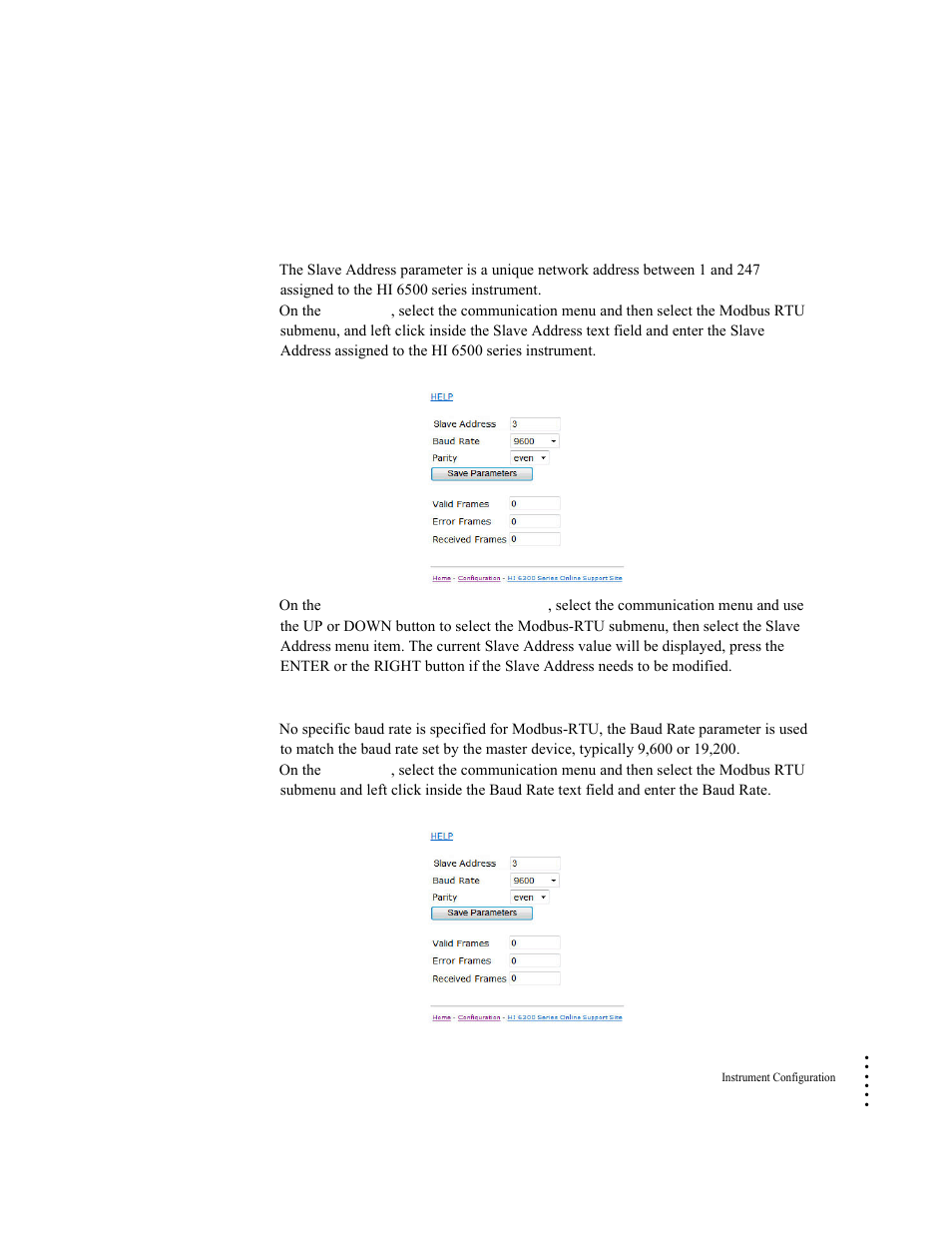 Modbus-rtu commands and parameters, Slave address parameter | Hardy HI 6500 Series User Manual | Page 87 / 184