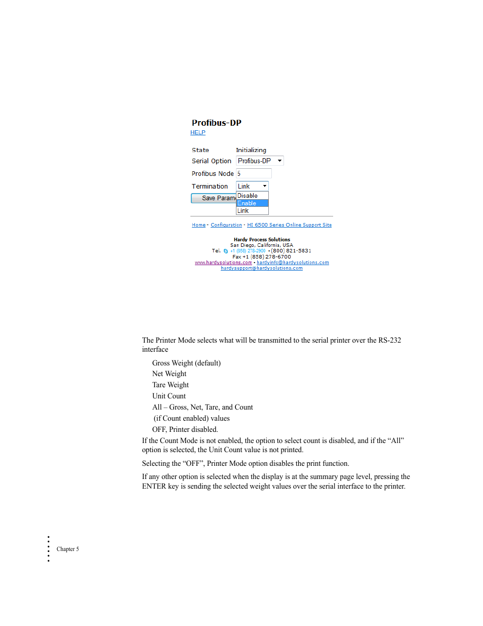 Printer command parameters | Hardy HI 6500 Series User Manual | Page 90 / 184