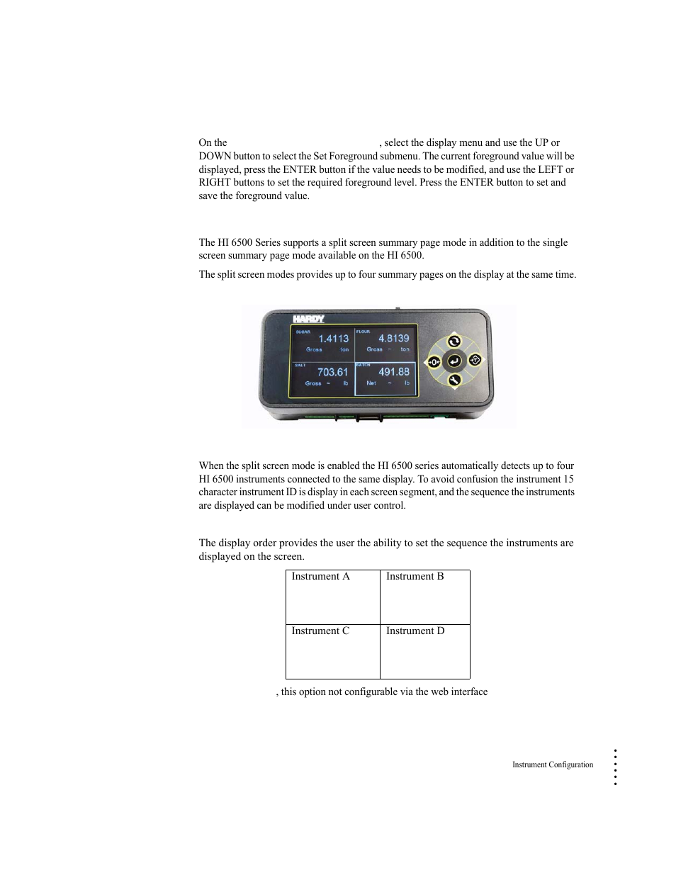 Split screen parameters and commands | Hardy HI 6500 Series User Manual | Page 97 / 184