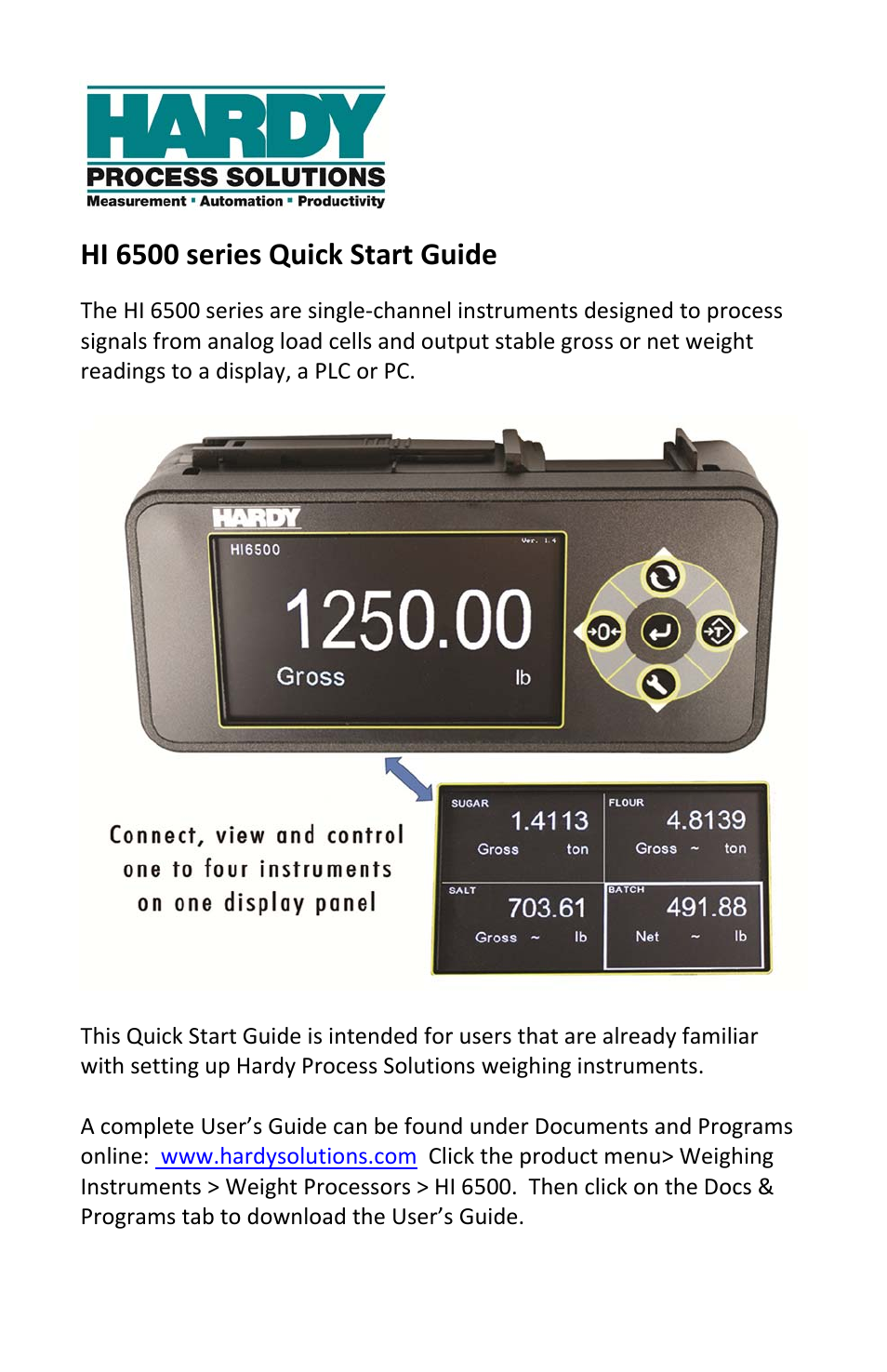 Hardy HI 6500 Series User Manual | 8 pages