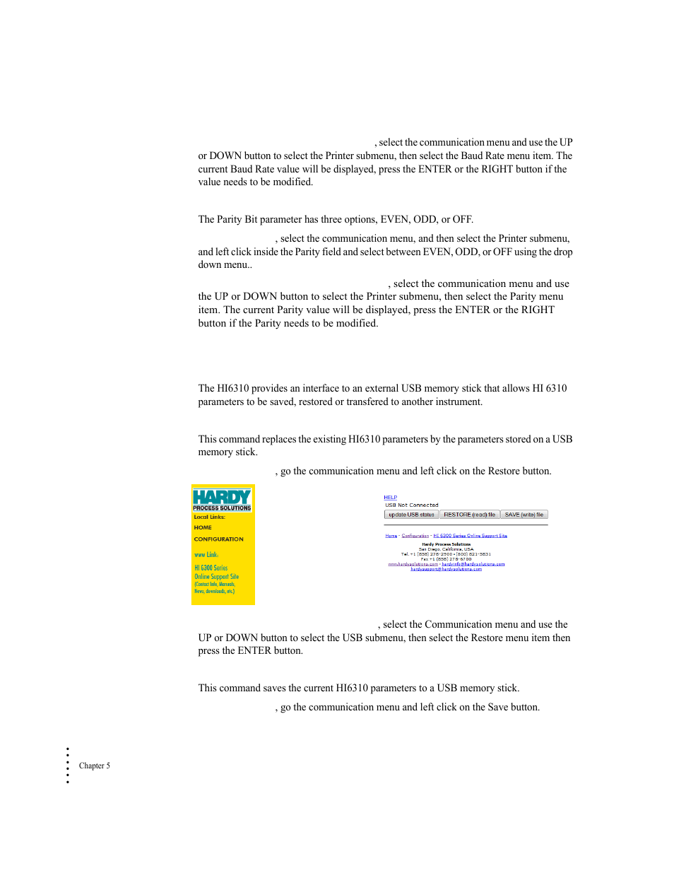 Usb memory stick parameters | Hardy HI 6300 Series User Manual | Page 66 / 156