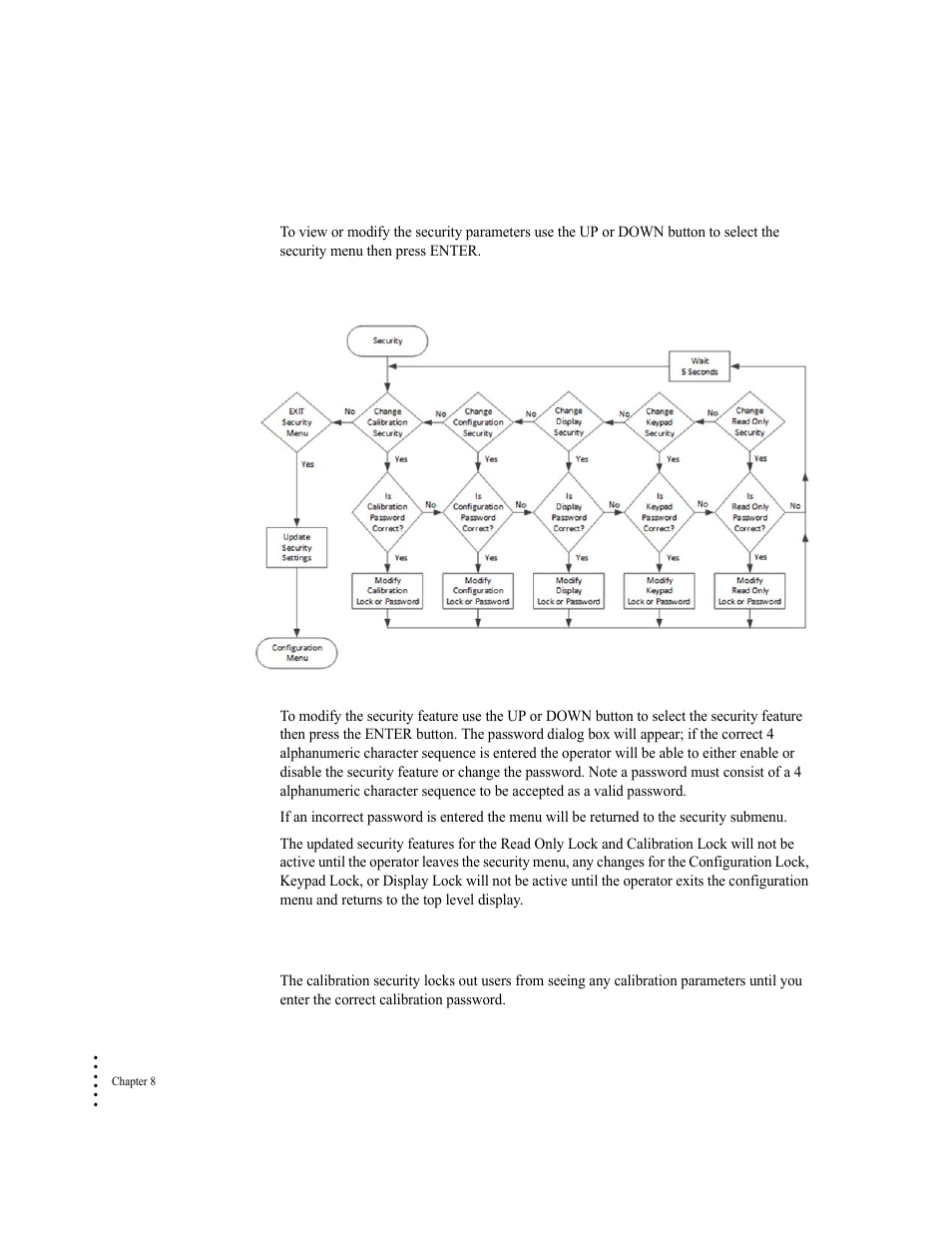 Modifying the security parameters, Modifying the calibration parameters | Hardy HI 6300 Series User Manual | Page 124 / 168