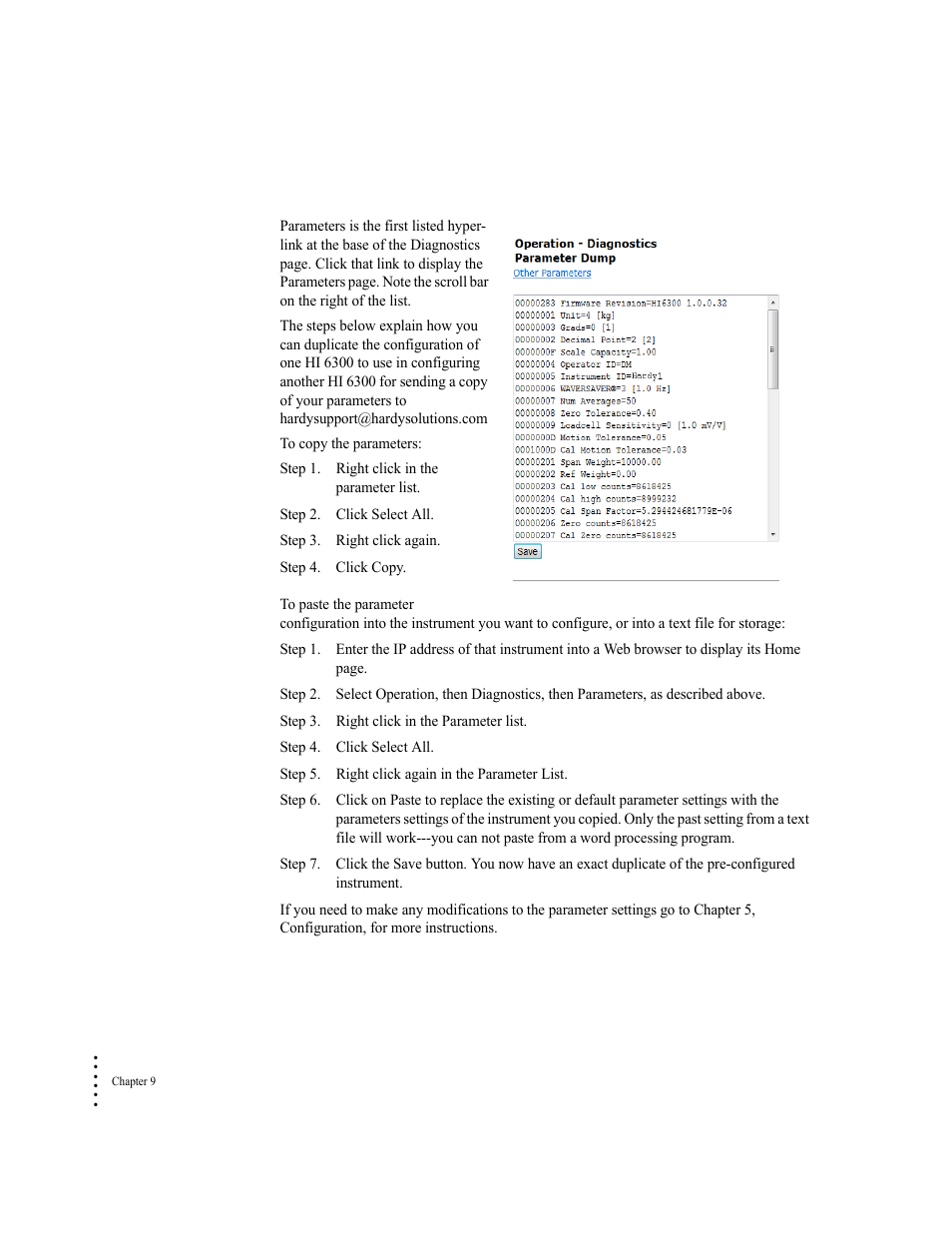 Parameters | Hardy HI 6300 Series User Manual | Page 150 / 168