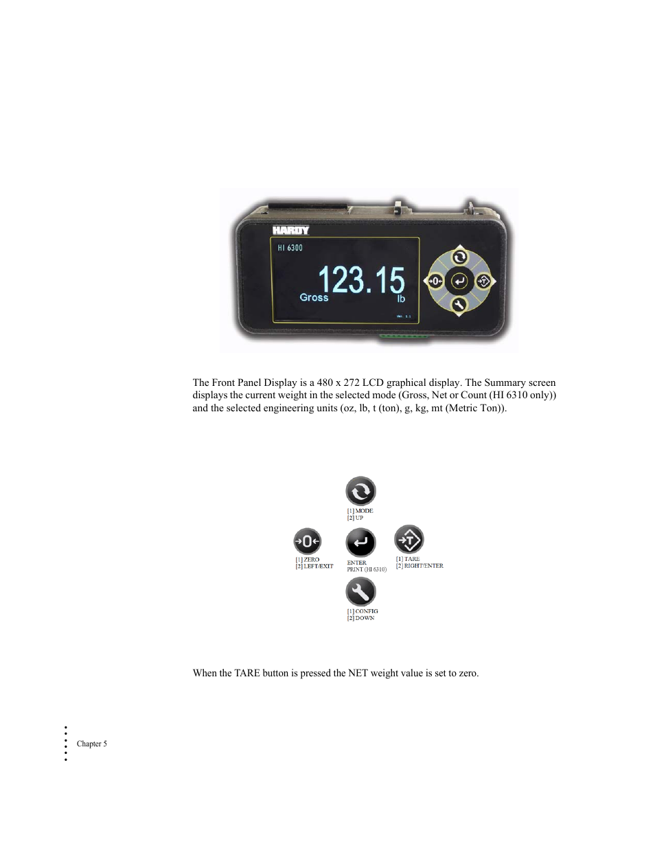 Front panel display, The five button command cluster | Hardy HI 6300 Series User Manual | Page 50 / 168