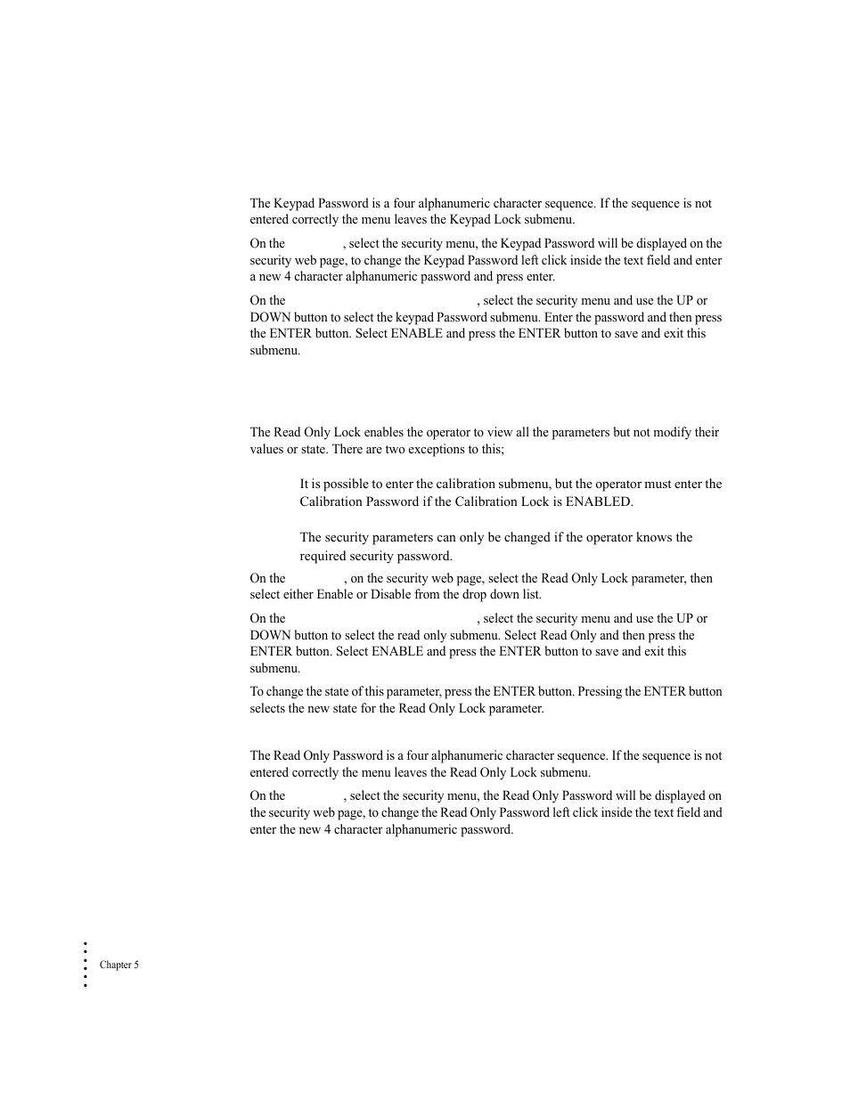 Keypad password parameter, The read only lock parameters, Read only lock parameter | Read only password parameter | Hardy HI 6300 Series User Manual | Page 90 / 168