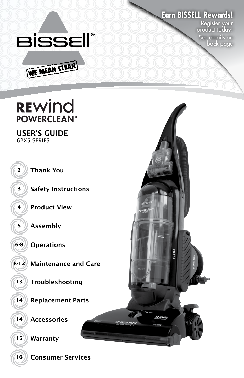 Bissell Power Clean 62X5 User Manual | 16 pages