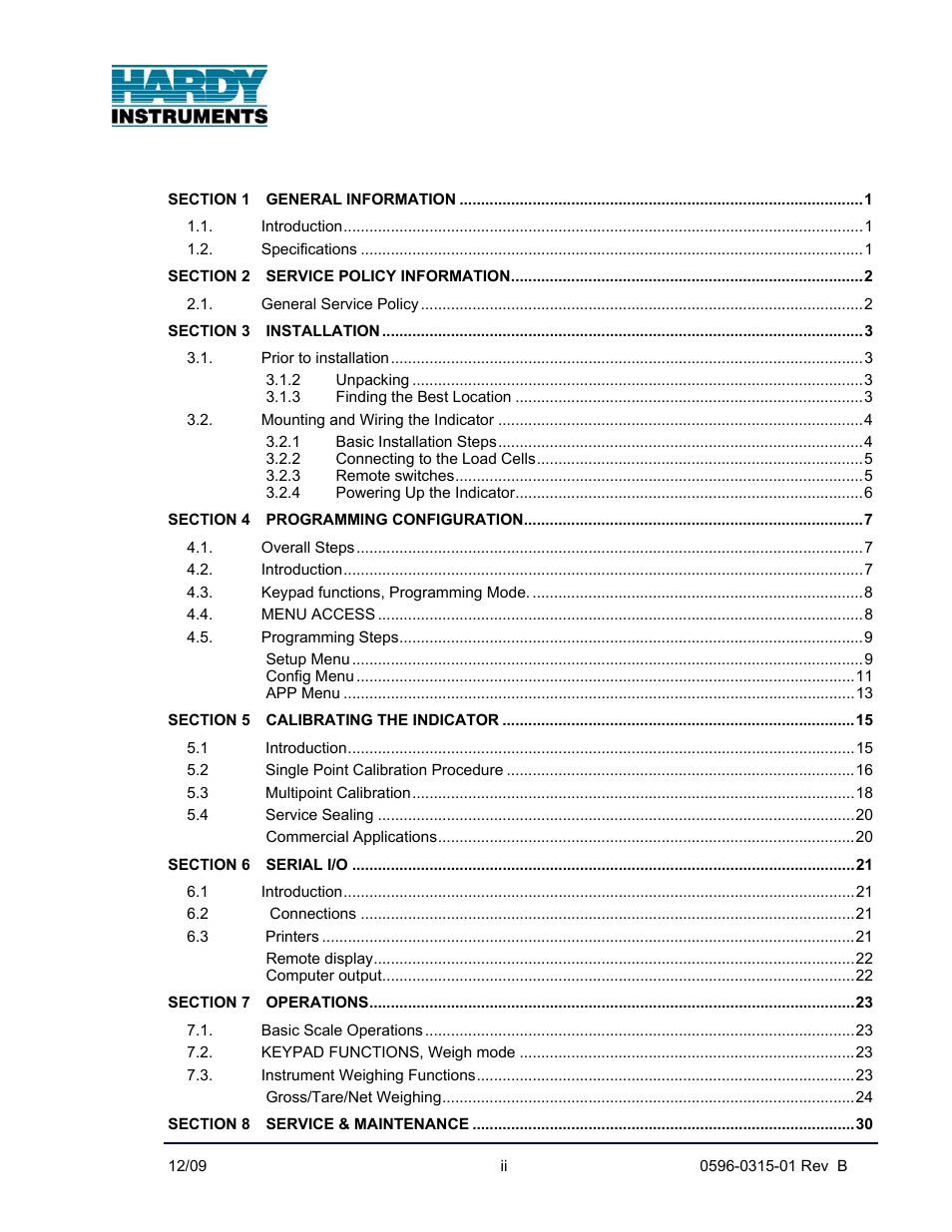 Hardy Enviro Bench Scales User Manual | Page 4 / 39